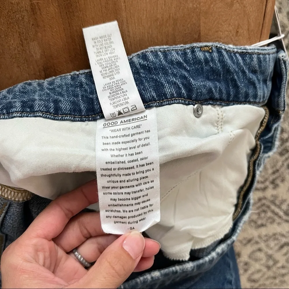 Good American Distressed Good Girlfriend Jeans Side Step Straight Leg Plus Size - Picture 9 of 14